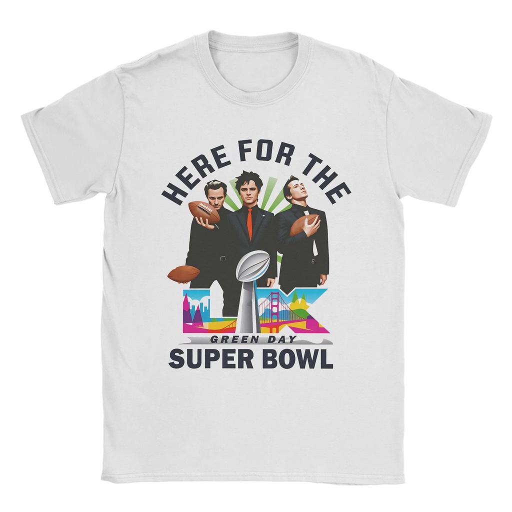 2026 New Green Day Super Bowl LX Graphic Tshirt Cotton Unisex Short Sleeve Loose Shirt Y2k Rock Fashion Summer Unisex Streetwear