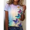 Fashion 3D Butterfly Print T Shirt For Women Summer Casual O-neck Short Sleeve Tops Kawaii Girl Tees Loose Trend Ladies Clothing