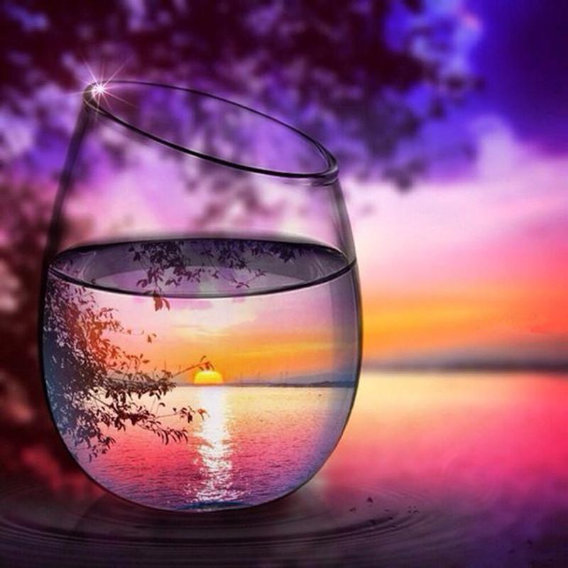 5D Алмазная картина Diy Кубок Пейзаж Полный круг Алмазная картина Мозаика Вышивка крестиком Украшение дома Подарок на праздник