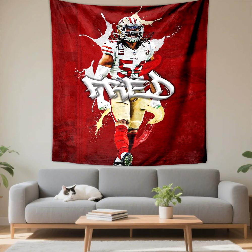 "Football Player Artwork Red Patterned DesignPatterned tapestry for bedroom and living room home decor