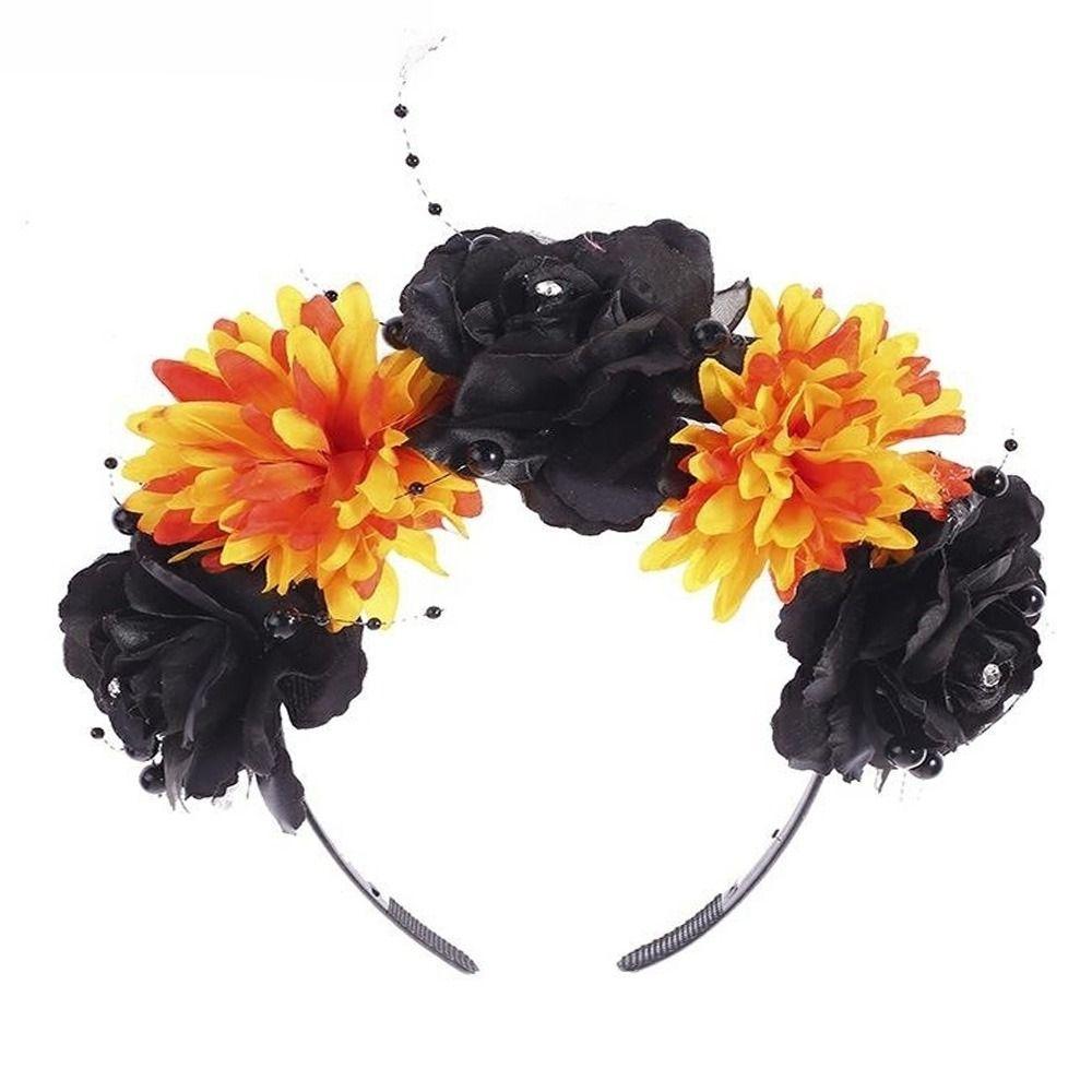 Головной убор в виде черепа паука на Хэллоуин, карнавальный костюм, мексиканская роза, корона для женщин