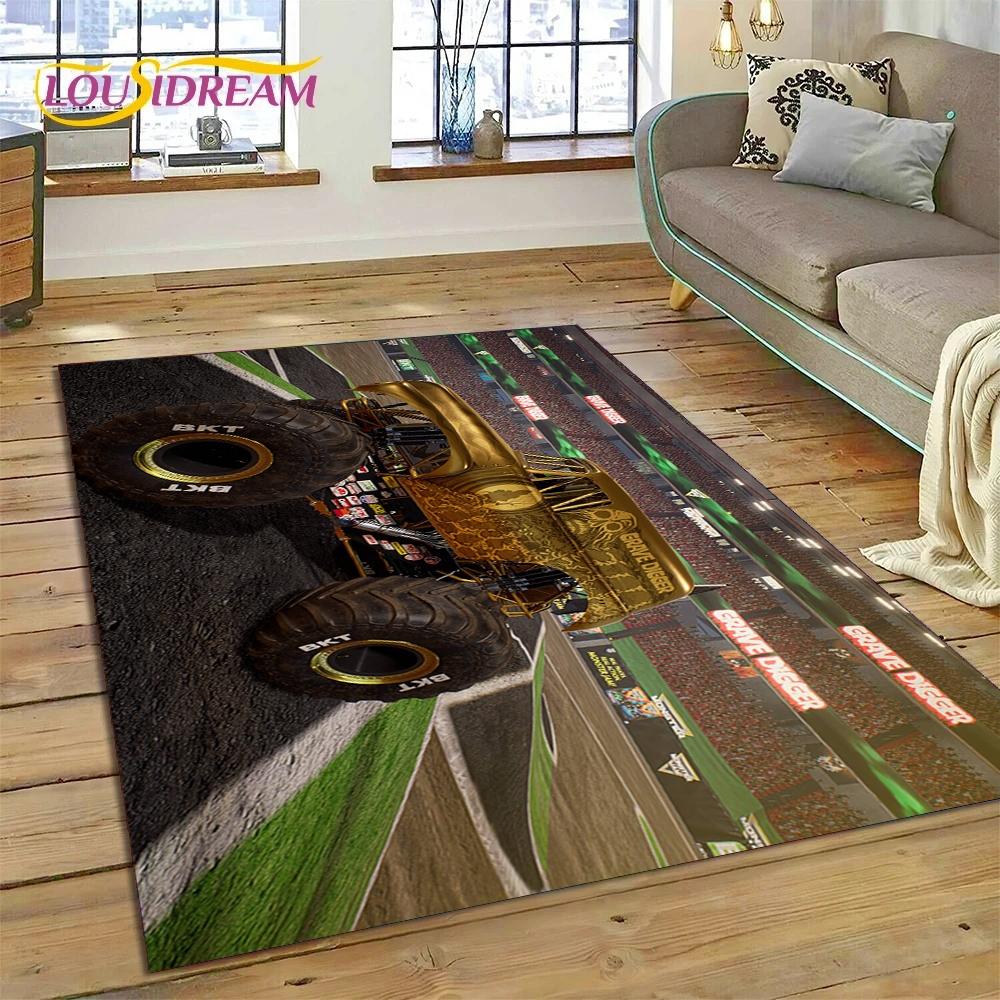 Ковер Мультяшный Грузовик Монстр Монстр Джем для Гостиной Спальни Домашнего Декора, Нескользящий Коврик для Пола Декорация для Дивана Придверный Коврик