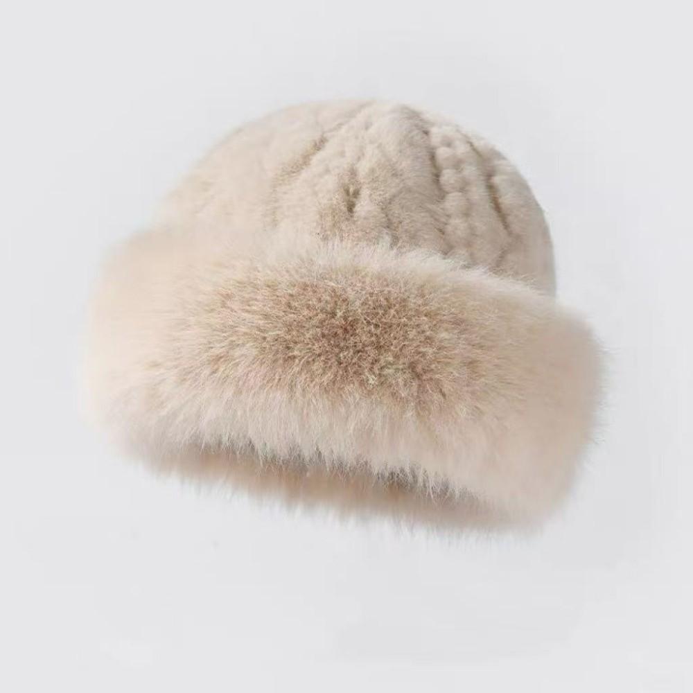 Soft Thicken Bucket Hat Fluffy Faux Fur Ear Protection Fisherman Cap Solid Color Keep Warm Beanies Hat Winter