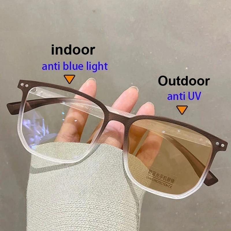 High Quality Luxury Photochromic Myopia Glasses for Women Men Fashion Square Frame Nearsighted Eyeglasses Finished Outdoor Sunglasses Eyewear