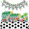 World Cup Soccer Party Tableware Set: Disposable Paper Plates, Cups, Straws, Tablecloths, Banners, and Decorations