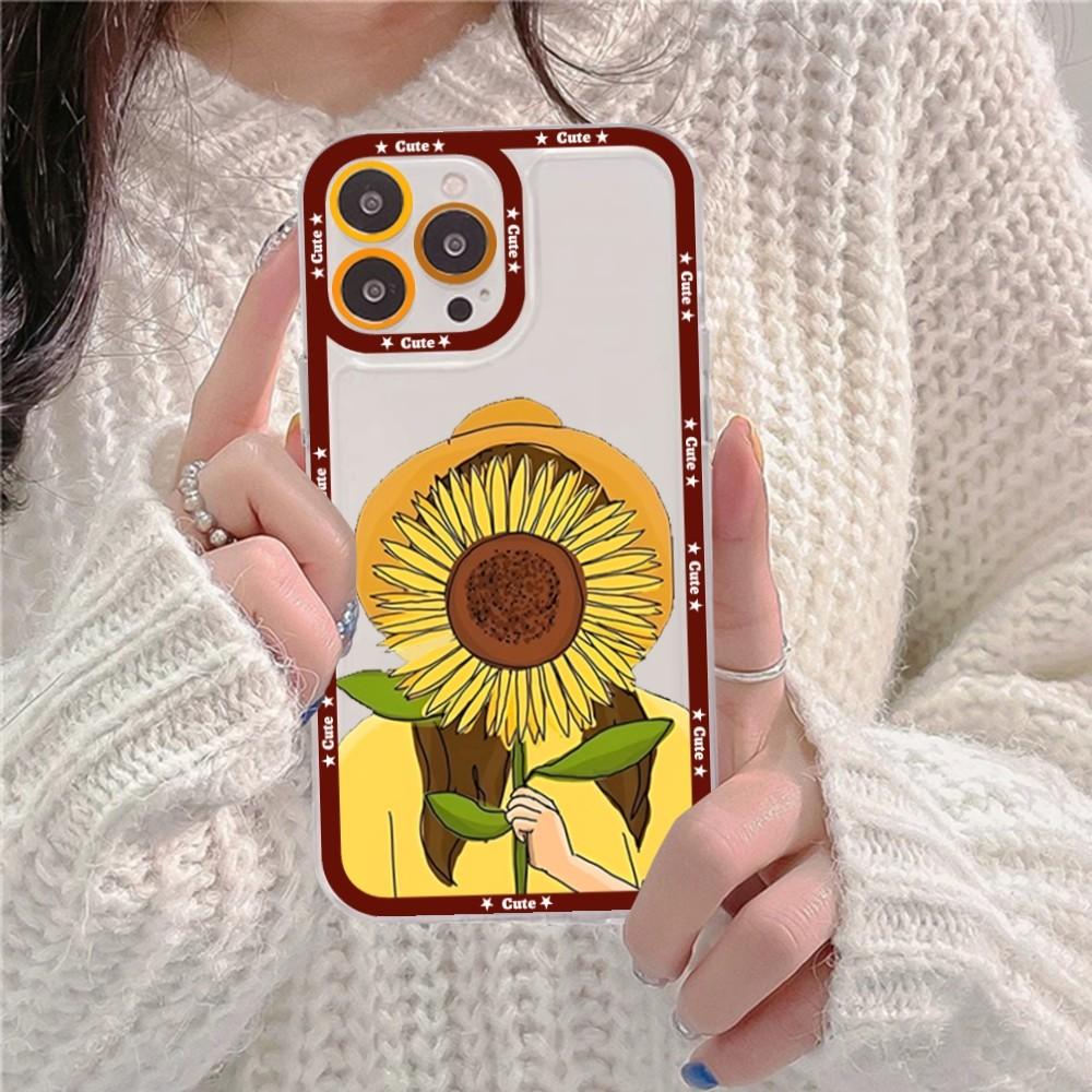 Красивый чехол для телефона с цветком подсолнуха для iPhone 16 15 14 13 12 11 Pro Max XS X XR Mini Защитная крышка