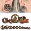 8-20mm Wood & Brass Buddha Ear Tunnels Flesh Earring Gauges Body Piercing Jewelry
