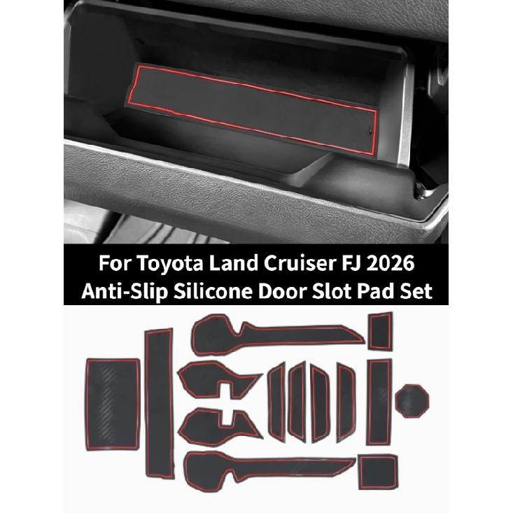 Anti-Slip Silicone Door Slot Pad Set For Toyota Land Cruiser FJ 2026,Groove Storage Liner Cup Holder Mat Car Interior Protector