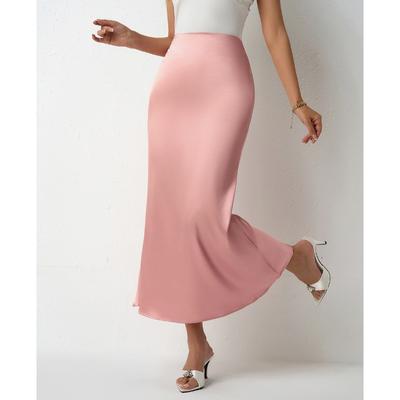 Женская утягивающая юбка из атласа на весну и лето, однотонная, средней и длинной длины, облегающая бедра, юбка-рыбий хвост