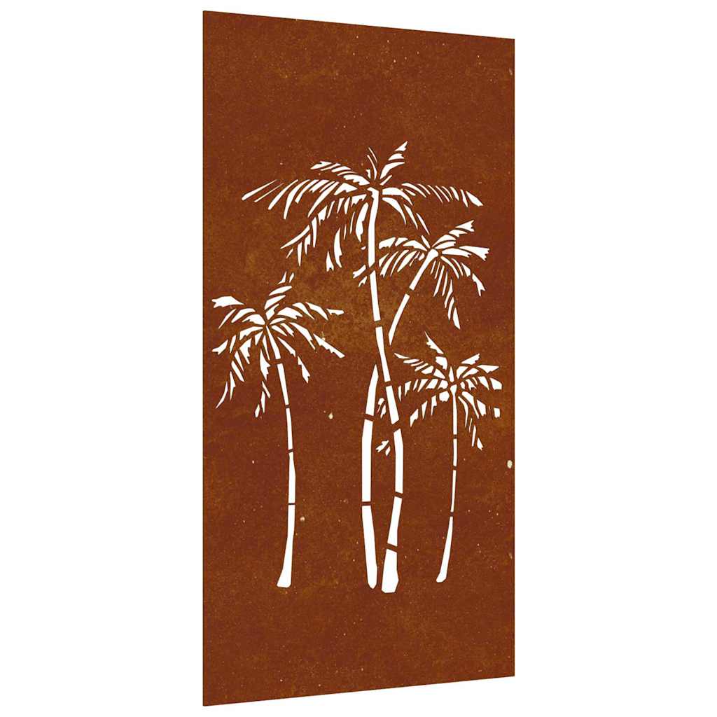 Vidaxl Ogrodowa Dekoracja Ścienna, 105X55 Cm, Stal Kortenowska, Palmy