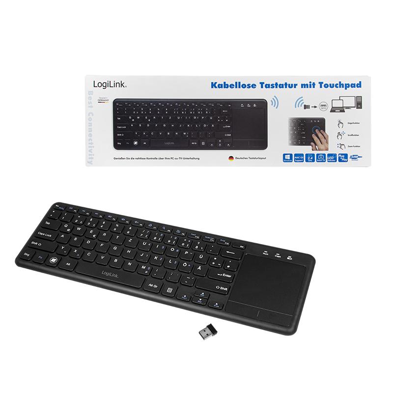 LogiLink 2.4GHz Wireless Keyboard with Touchpad Smart TV Android Box