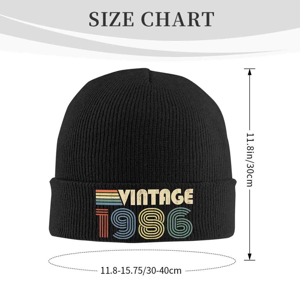 Vintage 1986 40th Birthday Gift Born In 1986 40 Years Old 1 Slouchy Beanie For Unisex Winter Skullies Knitted Caps