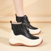 Женские спортивные туфли на платформе, повседневные черные кожаные ботильоны, обувь на танкетке, кроссовки с высоким верхом, увеличивающие рост