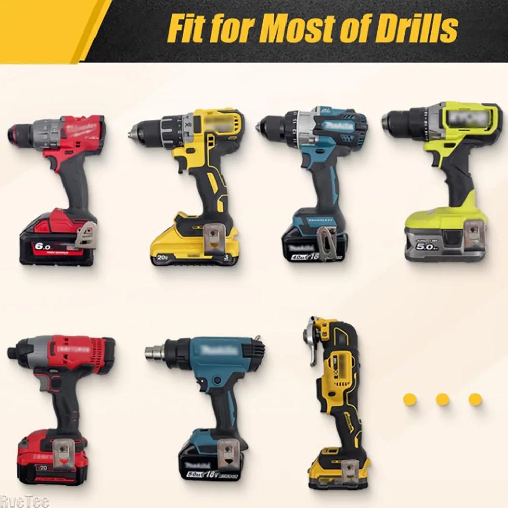 Belt Drill Bit Bracket for Impact Drills Nail Guns Dual Locking Clip Power Holder with Hook Quick Access Home Installation Tools