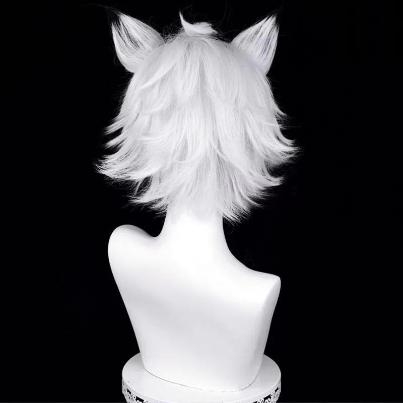Парик для косплея Von Lycaon Game ZZZ Silver White Black Short Парик из термостойких синтетических волос для Хэллоуина, парики для аниме + шапочка для парика
