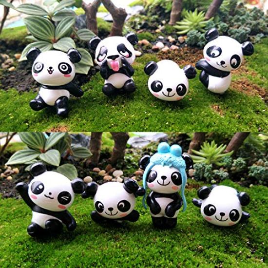 12 Panda Miniature Panda Panda Cake Cute Birthday Party Funny Decorative Small Miniature Spirit Dollhouse Figurines, Models, Decorations, Pandas,