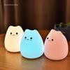 Touch Sensor Cat Silicone Night Light, LED Desk Lamp, Plastic Base, Decorative Battery Powered Table Light with Colorful LED for Bedroom Desktop