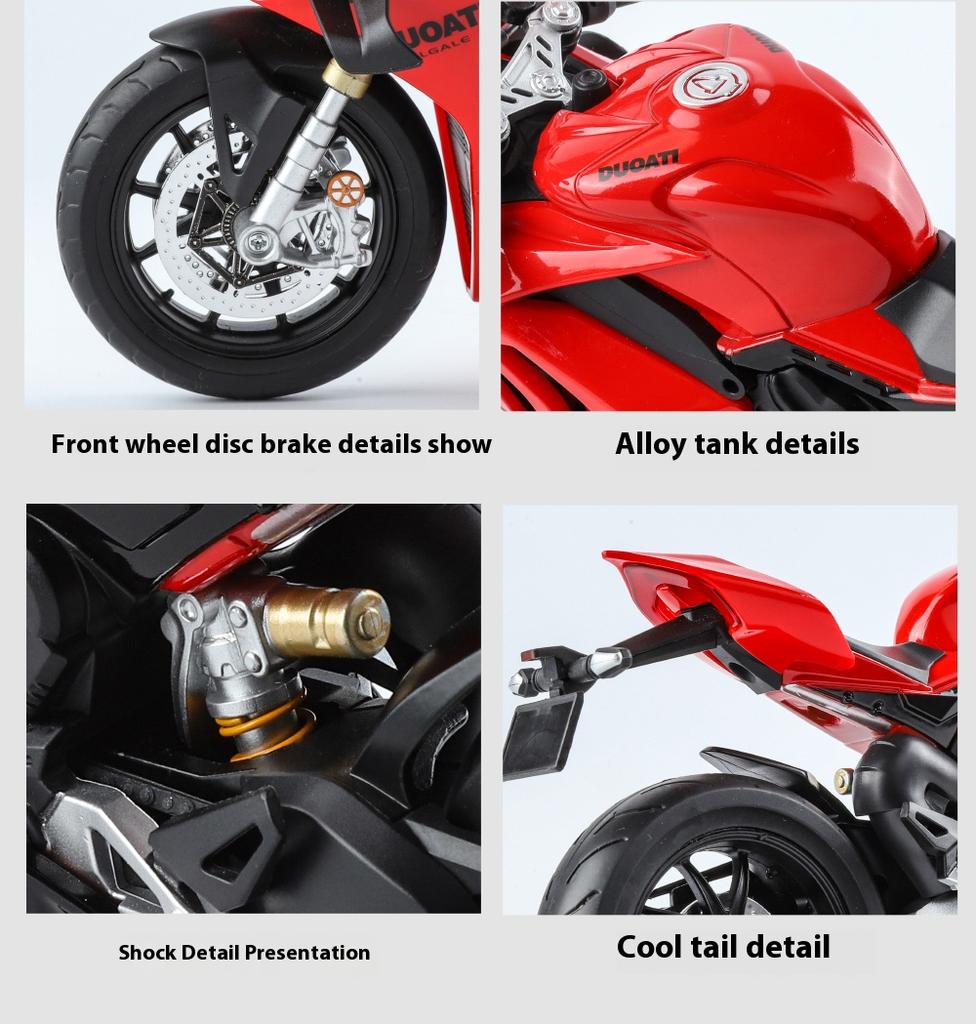 Масштаб 1/9 Ducati Panigale V4S Внедорожный Автоцикл Сплав Литье под Давлением Модель Мотоцикла Звук и Свет Настольное Украшение Серия Дисплеев Подарки