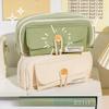 Cute Canvas Pencil Case Opening for Student Supplies Cosmetics Travel Handbag