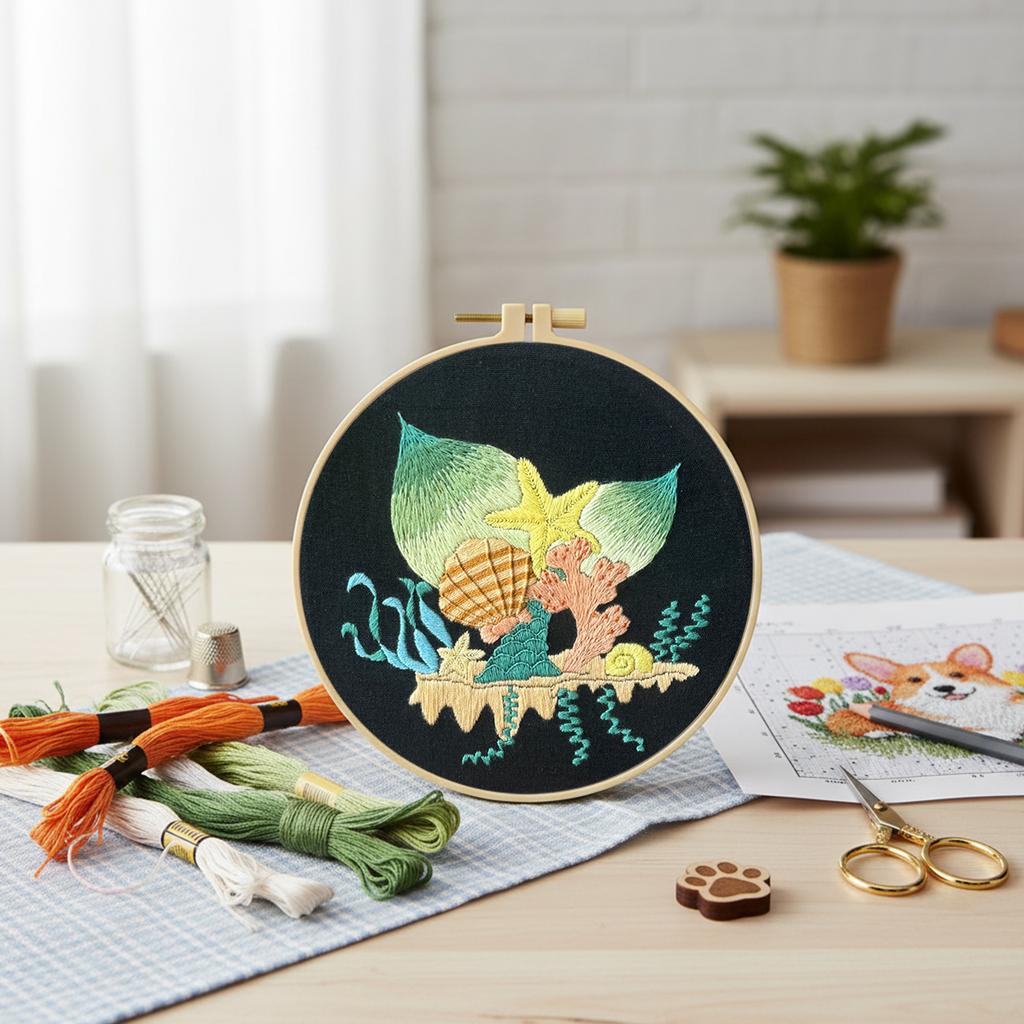 Набор для вышивания крестиком «Морской пейзаж» DIY, 30x30 см, стартовый набор для вышивания с пяльцами 20 см для взрослых