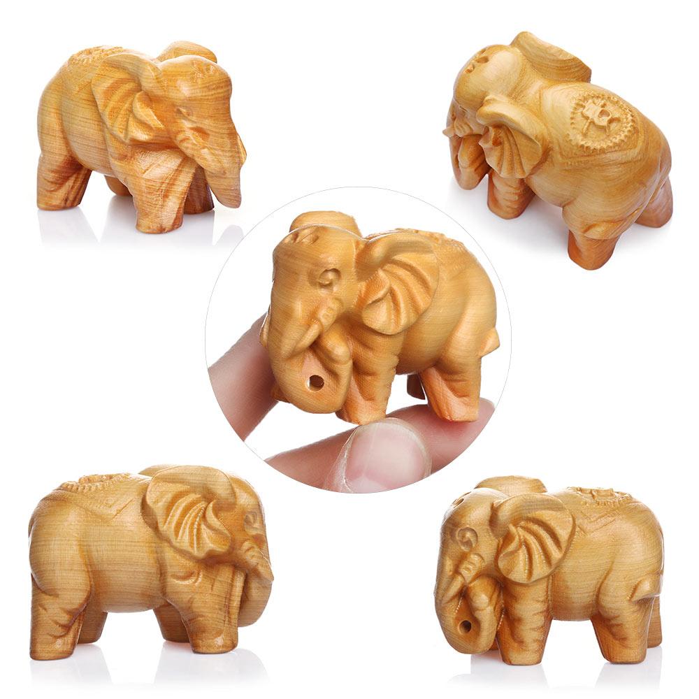 Car Ornament Micro Landscape Lucky Charm Wood Elephant Figurines Mini Animals Statue Chakra Healing