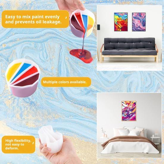 Многоканальная разделительная чаша для заливки красок, многоразовая чаша для смешивания смол, силиконовая разделительная чаша для жидких художественных работ, акриловых красок, эпоксидной смолы, аксессуаров для рисования.