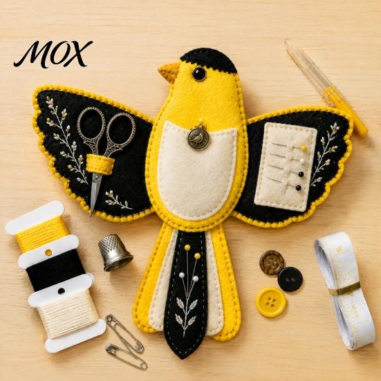 Handmade Sewing Tool Holder Bird Shaped Felt Organizer DIY Kit, Portable Decorative Crafts Pouch Gift for Enthusiasts with Scissor Slot And