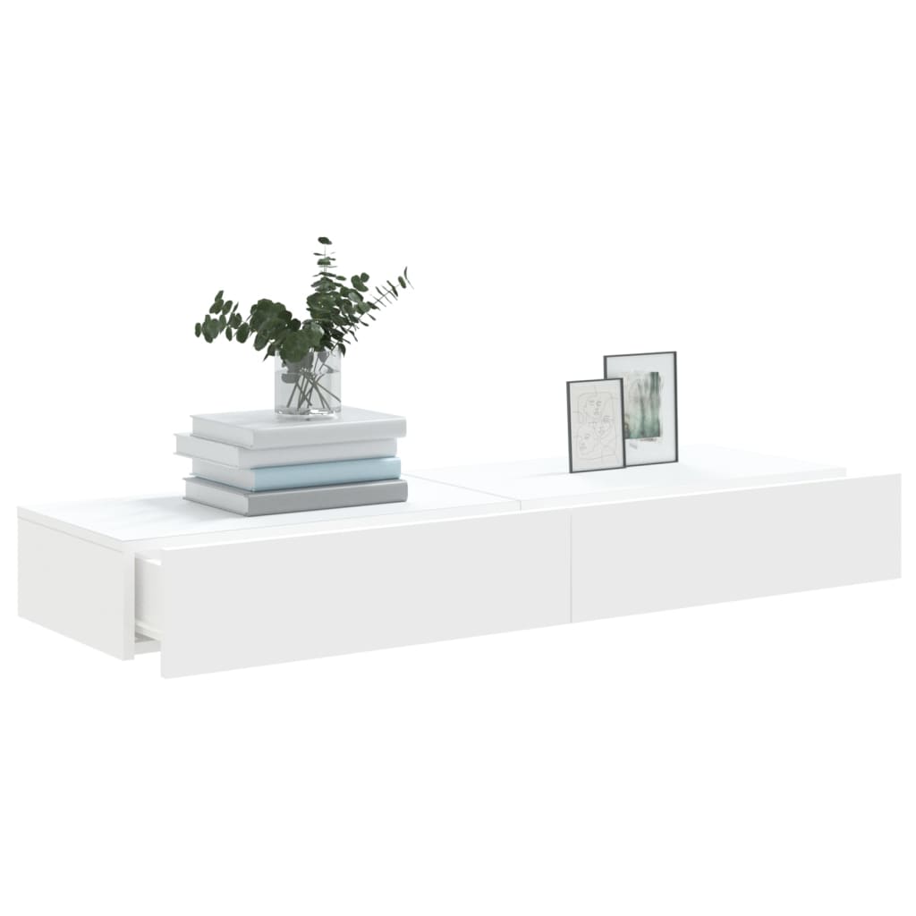 vidaXL TV-Schränke mit LED-Leuchten 2 Stk. Weiß 60x35x15,5 cm