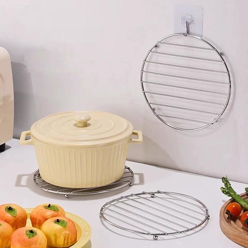 Круглая квадратная подставка из нержавеющей стали для кастрюль и сковородок, держатель, коврики для столовых приборов, коврики для посуды, подставки для напитков, кухонные инструменты, подставка