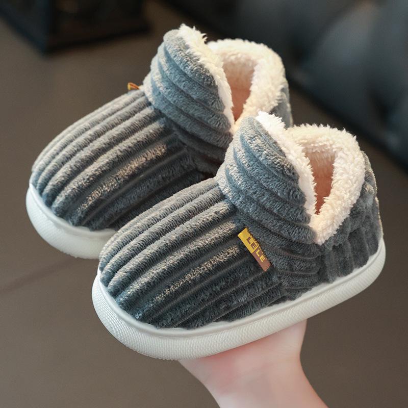Children's Winter Cotton Slippers with Warm Fur for Boys & Girls - Cozy, Thick-Sole Home Shoes for Infants & Parents