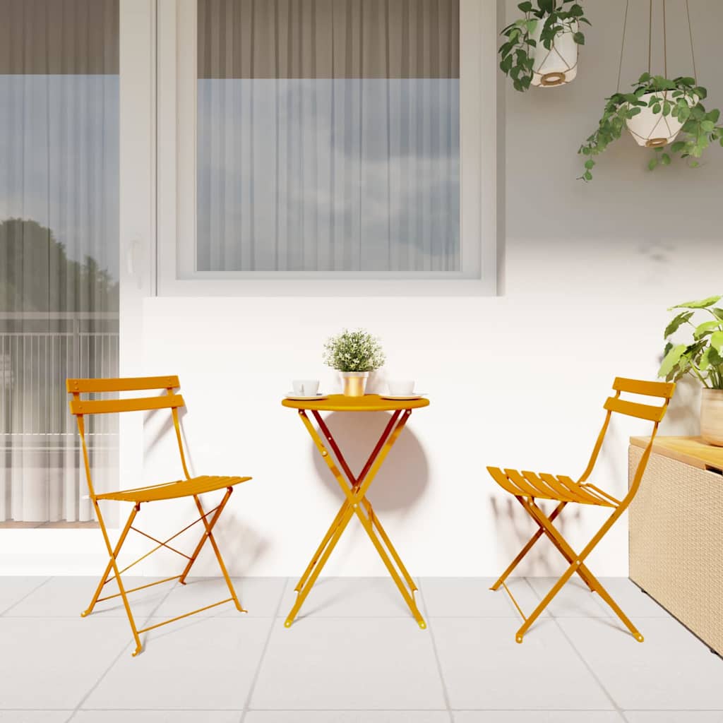 Folding Garden Chair 2 pcs Mustard Yellow 42 x 46 x 82 cm Metal