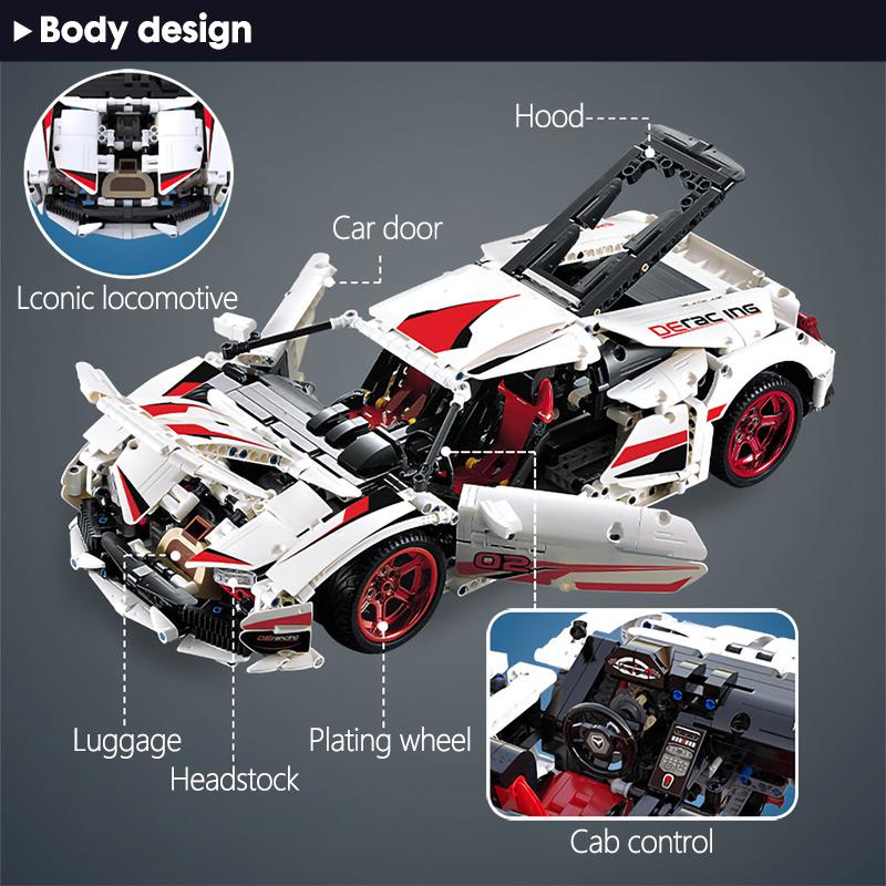Cada 1696Pcs Remote Control Racing Car Building Blocks Assembled for Technical RC /non-RC City Bricks Toy for Children