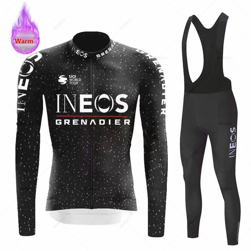 Комплект флисовой веломайки с длинным рукавом Ineos Grenadier Team для зимы, одежда для горного велосипеда, Ropa Ciclismo, костюм для гоночного велосипеда