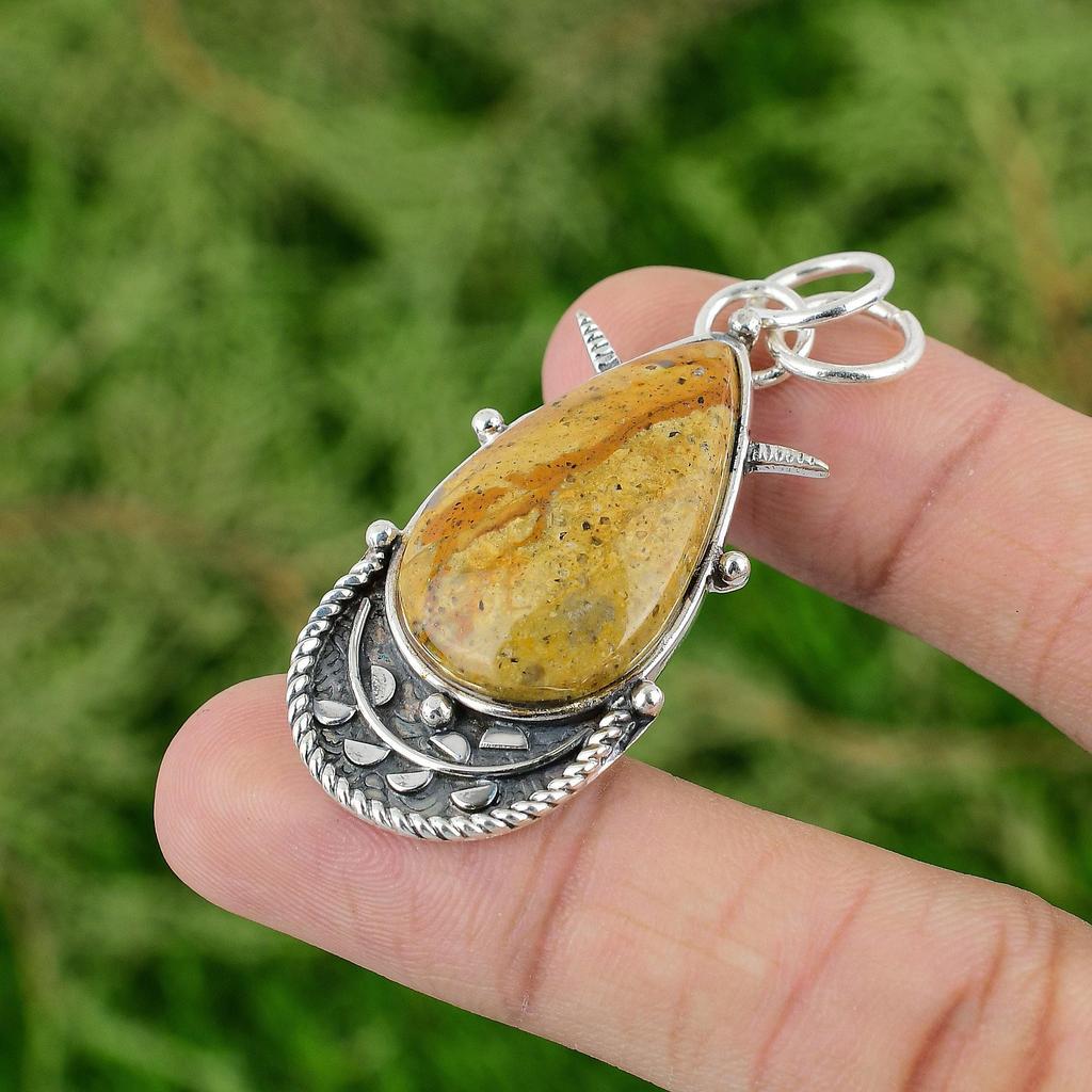 Daughters Day Sale 925 Sterling Silver Natural Picture Jasper Birthday Pendant