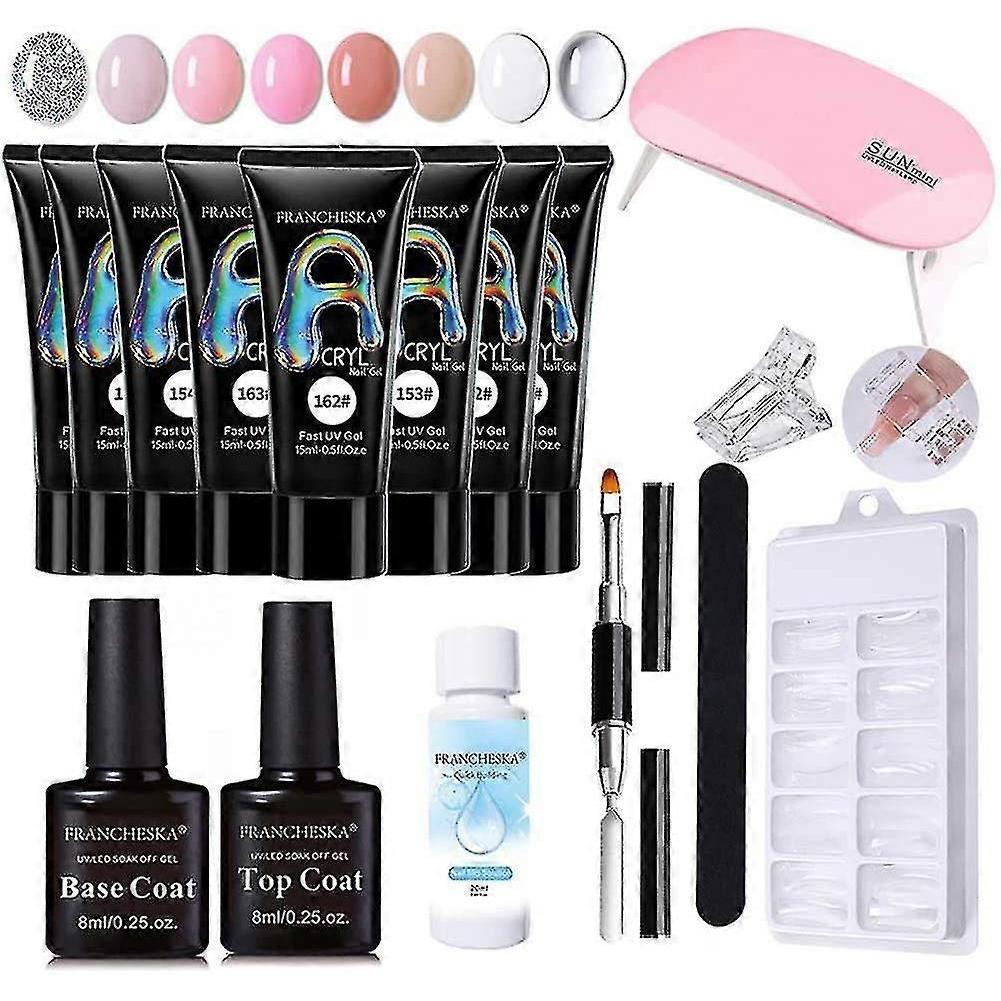 Gel Nail Polish Kit With Uv Light Starter Kit 3 Colors Gel Polish Set Quick Nail Extension Gel Builder