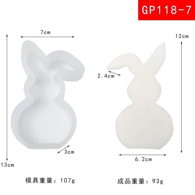 Cute Rabbit Candle Silicone Moulds Gypsum Car Mounted Incense Expanding Gypsum Soap Molds Easter Bunny Aromatherapy Candle Mold