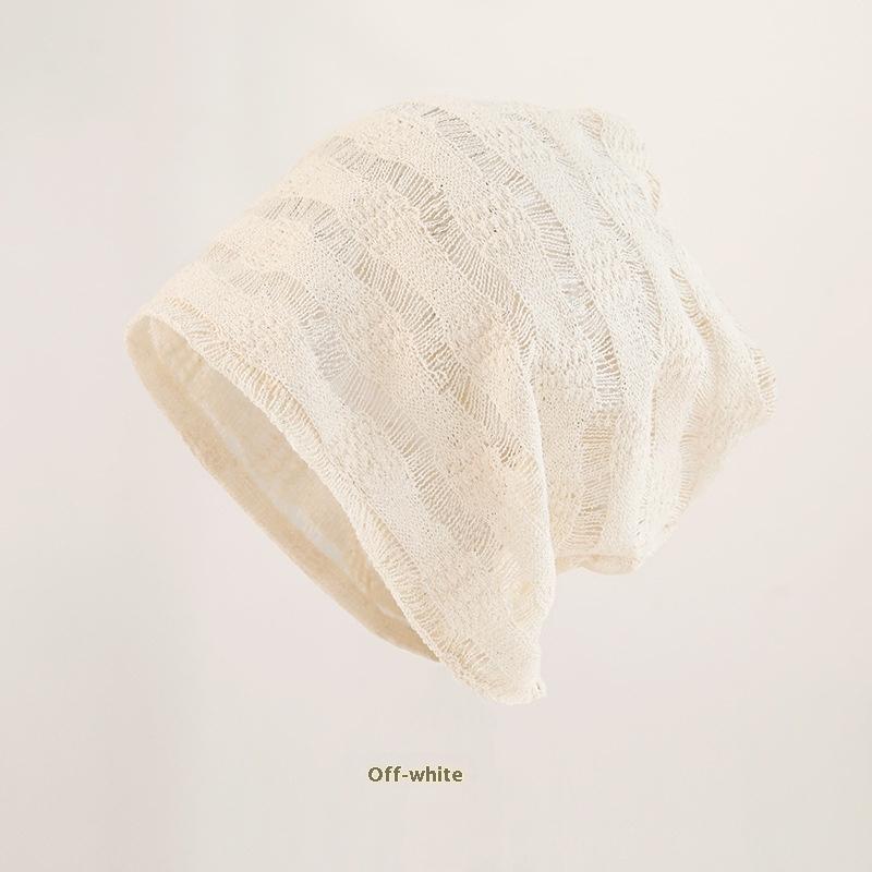 Japanese Casual Hollow Knitted Solid Color Fashionable Versatile Sweet Pile Caps Thin Breathable Mountaineering Scarf