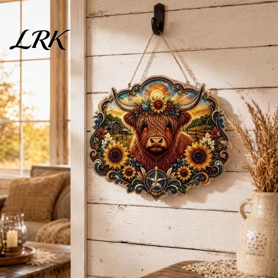 Простой красивый кулон с изображением шотландской коровы, Алмазная мозаика, Подвесное украшение, Декор с подсолнухами, Креативное эстетичное украшение для офиса и дома