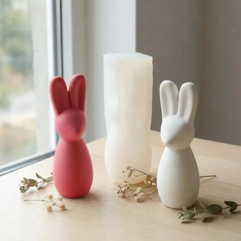 3D свеча-кролик, силиконовая форма, смола, DIY, пасхальный бантик, текстура, милые украшения для дома, простой дизайн для рукоделия