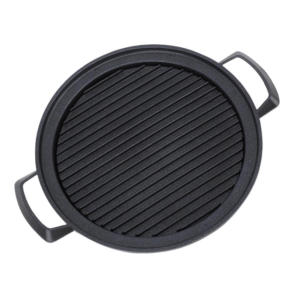 Aluminium Alloy Pan Round Tabletop Charcoal Ribbed BBQ Tray Ribbed Cooking Camping