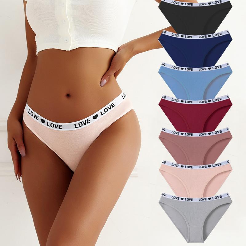 1/7Pcs/Set Women's Cotton Panties Sexy Soft Striped Underpants Cute Letter Girls Briefs Female Breathable Stretch Lingerie