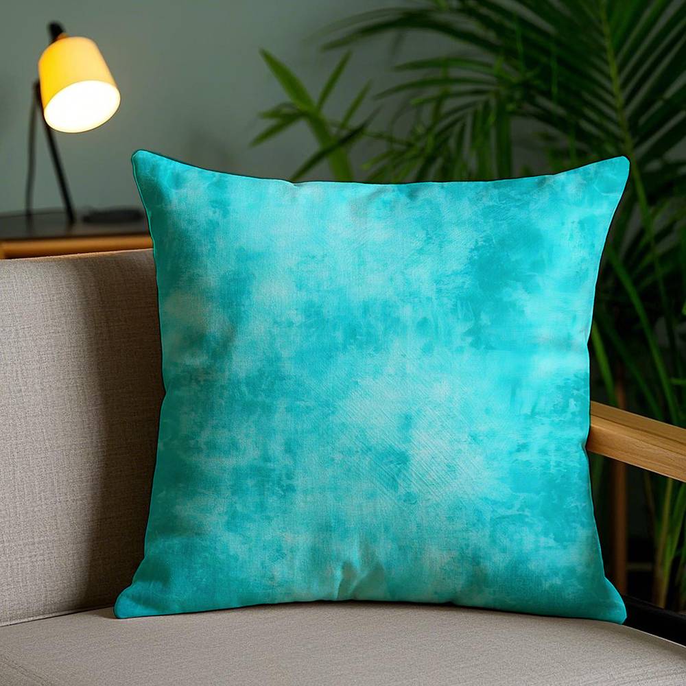 Blue Green Ocean Print Pattern Pillow Case Anti-dustmite Pillowcase Invisible Zipper Silky Short Plush Sofa Cushion Cover
