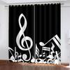 Black White Classic Art Design Note Instrument Piano Free Shipping 2 Pieces Thin Shading Window Curtain for Living Room Bedroom