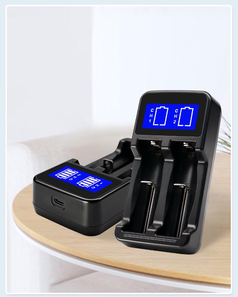 Двухслотное ЖК-зарядное устройство для аккумуляторов AA/AAA/18650 NiMH/Li-ion, Автоматическая остановка при полной зарядке