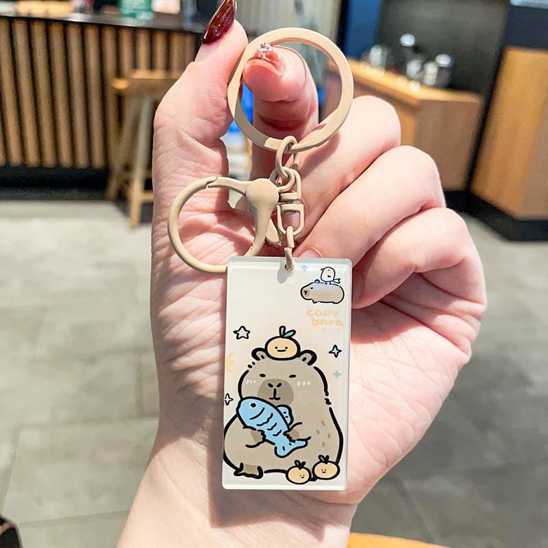 Cute Cartoon Acrylic Keychain Adorable Capybara Design For Backpacks And Bags