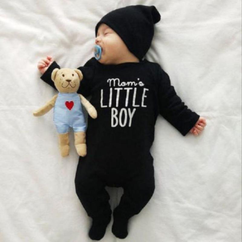 Fashion Newborn Toddler Infant Baby Boys Romper Long Sleeve Jumpsuit Playsuit Little Boy Outfits Black Clothes