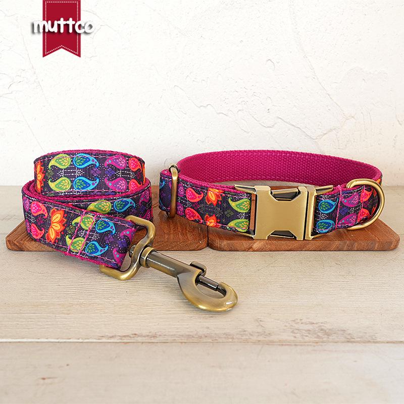 MUTTCO Неоновый Водный Мир Набор Ошейника и Поводка для Животных с Бронзовой Пряжкой UDC-210T
