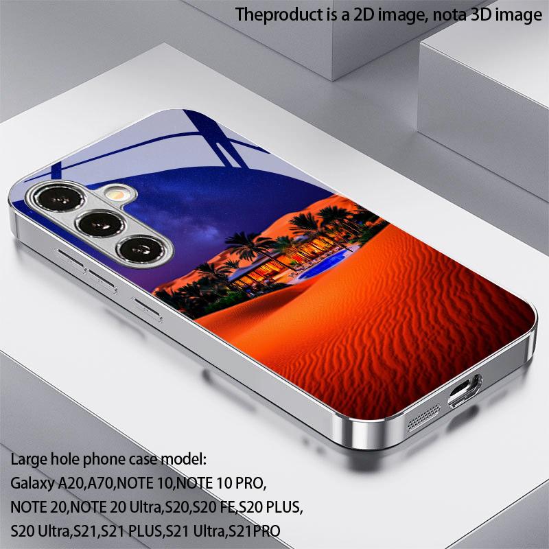 2D чехол для телефона с узором «Ночное небо в пустыне» для Samsung S26 S25 S24 S23 S22 S21 S20 A56 A36 A16 Электрооцинкованная стеклянная защитная крышка