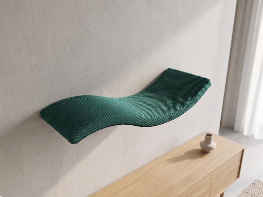 Metal cat shelf Wave 95cm Asymmetrical Right Bottle green
