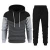 Black Autumn 2025 New Sportswear Tracksuits Men's Casual Plushed Warm Hoodie Set Color Matching Brand 2 Piece Male Outfit
